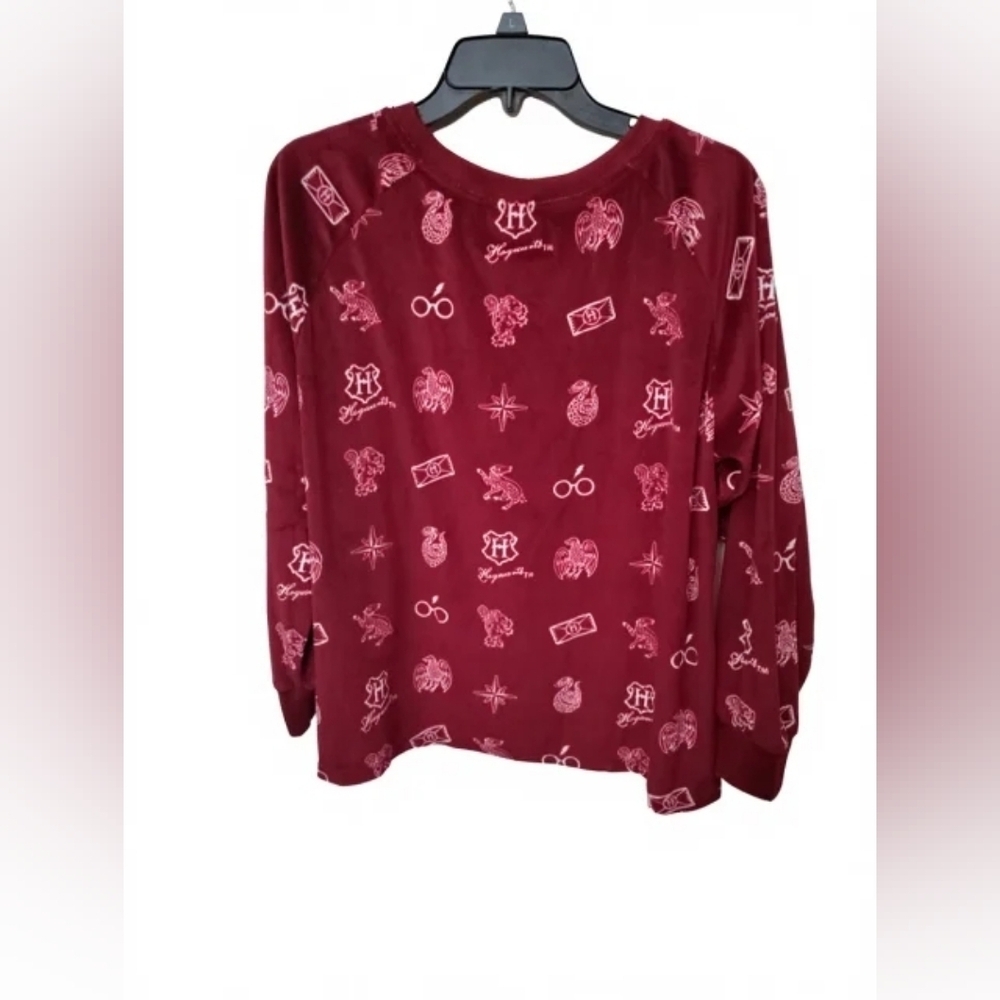 Harry Potter Burgundy Pajama Shirt – Magical Symbols Print, Soft & Cozy (L) - Picture 6 of 9